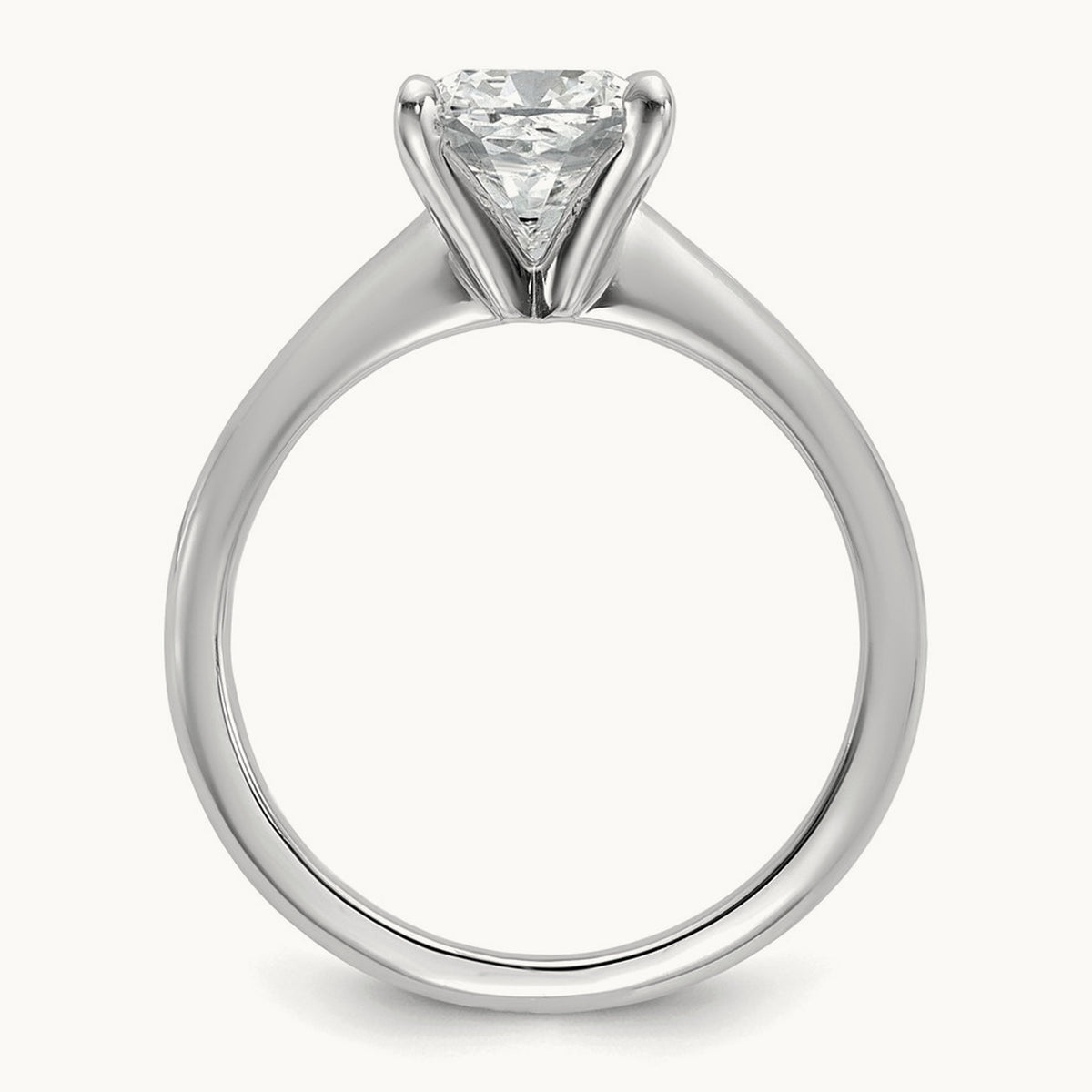 2 1/2ct Cert Lab Grown Diamond VS+ F+ Cushion Comp Solitaire Eng Ring, 14K White Gold