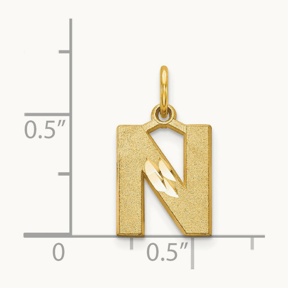 Satin Diamond-cut Initial Charm — 14K Yellow Gold, N