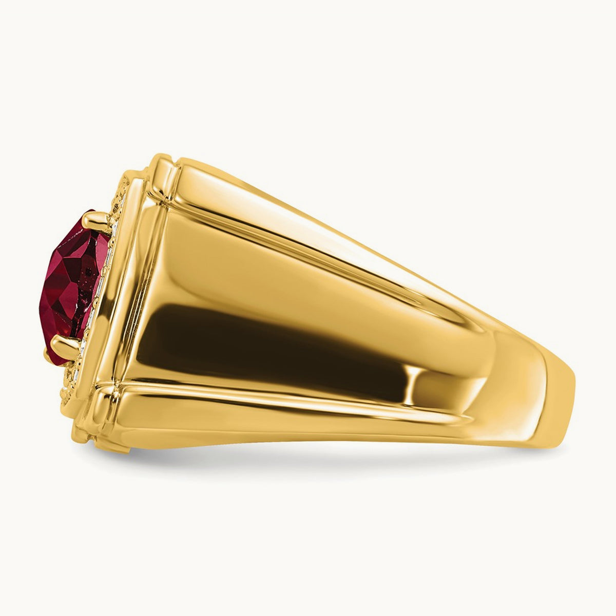 And Created Ruby Men's Ring, 0.25 ct tw Lab-Grown Diamond