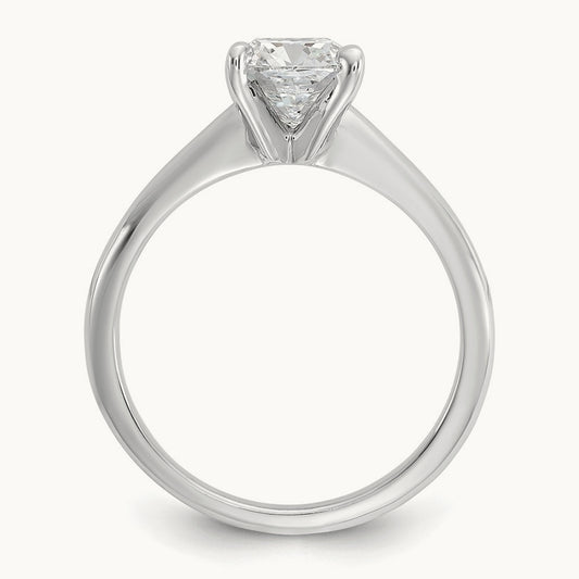 1 1/2ct Cert Lab Grown Diamond VS+ F+ Cushion Comp Solitaire Eng Ring, 14K White Gold