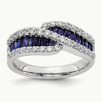 Created Blue Sapphire Ring, 0.50 ct tw Lab-Grown Diamond