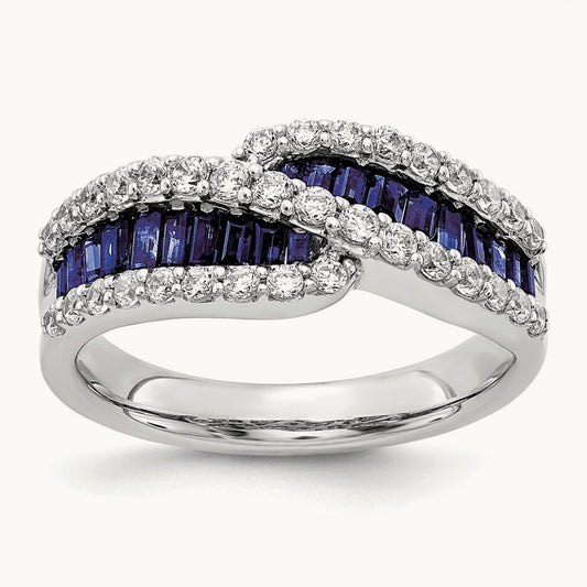 Created Blue Sapphire Ring, 0.50 ct tw Lab-Grown Diamond
