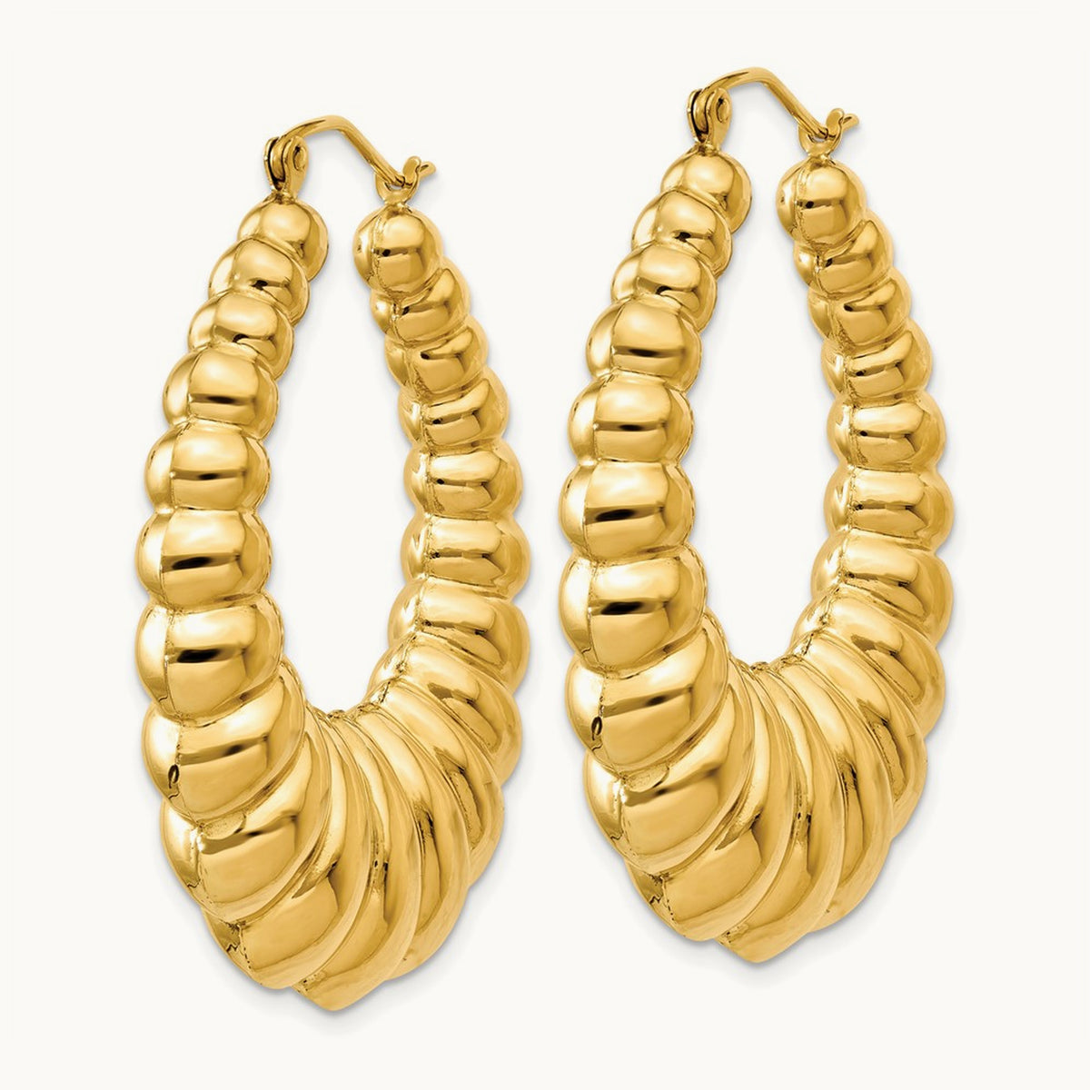 Polished Scalloped Hoop Earrings — 33.5mm