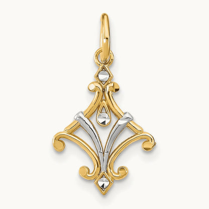 w/Rhodium D/C Chandelier Style Charm, 14K