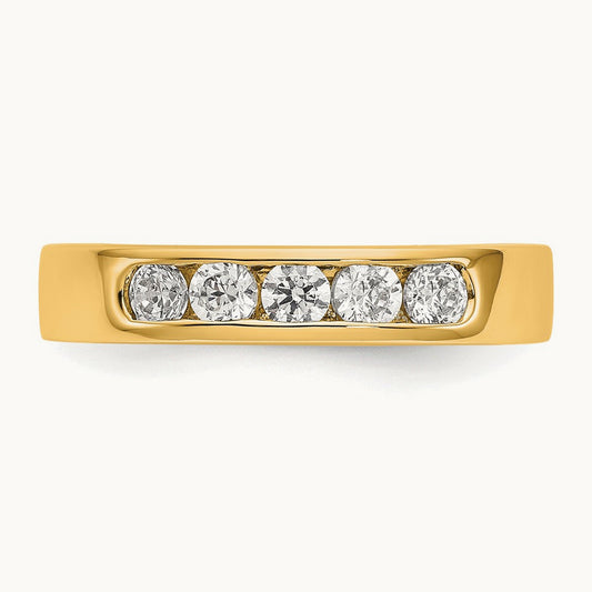 Setting: 5- Stone Closed Channel Band Mounting, 2.9mm, 14K Gold — 14K Yellow Gold