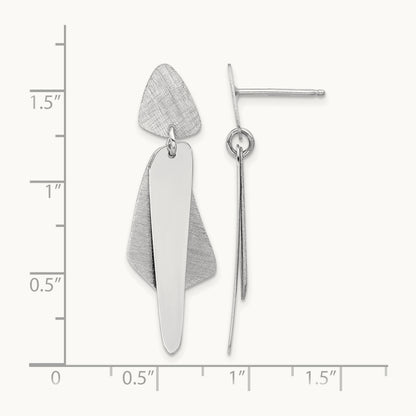 RH-plated Polished and Brushed Post Dangle Earring, Sterling Silver — Leslie's