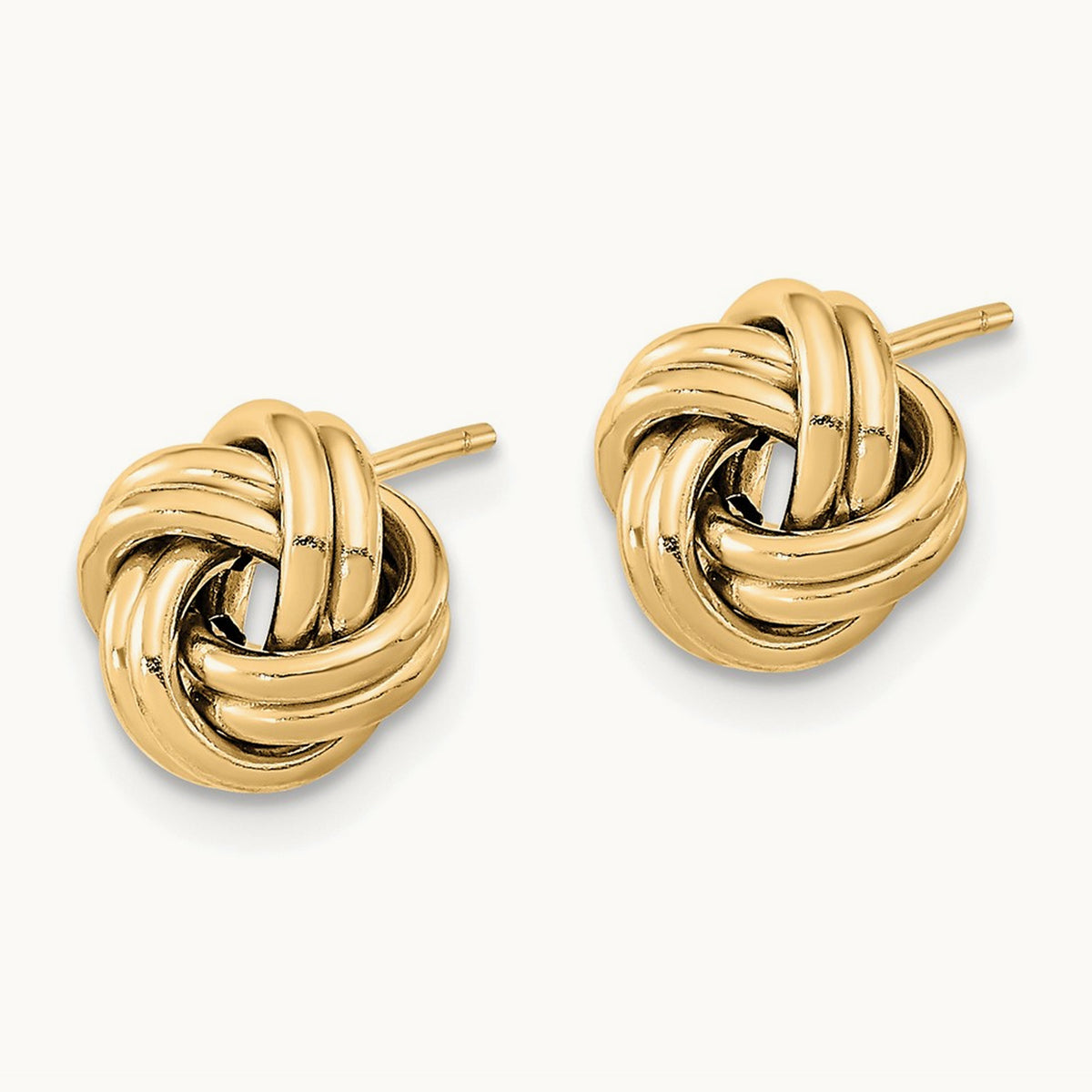 Polished Double Love Knot Post Earrings — 14K Yellow Gold