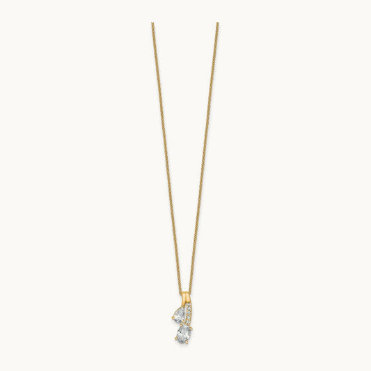 2 Stone Pendant Necklace, 1.00 ct tw Lab-Grown Diamond — 14K Yellow Gold, Standard
