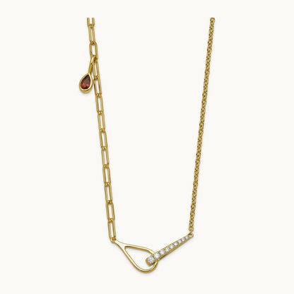 Fashion Loop & Gem Charm Necklace, 0.10 ct tw Lab-Grown Diamond