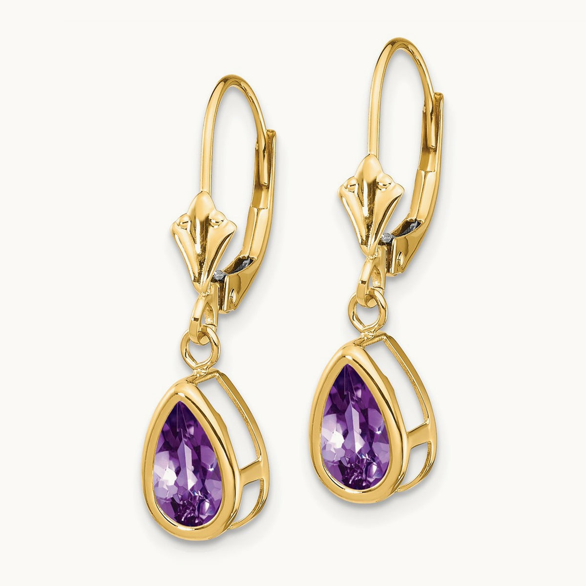 8x5mm Amethyst Dangle Earrings, 14K