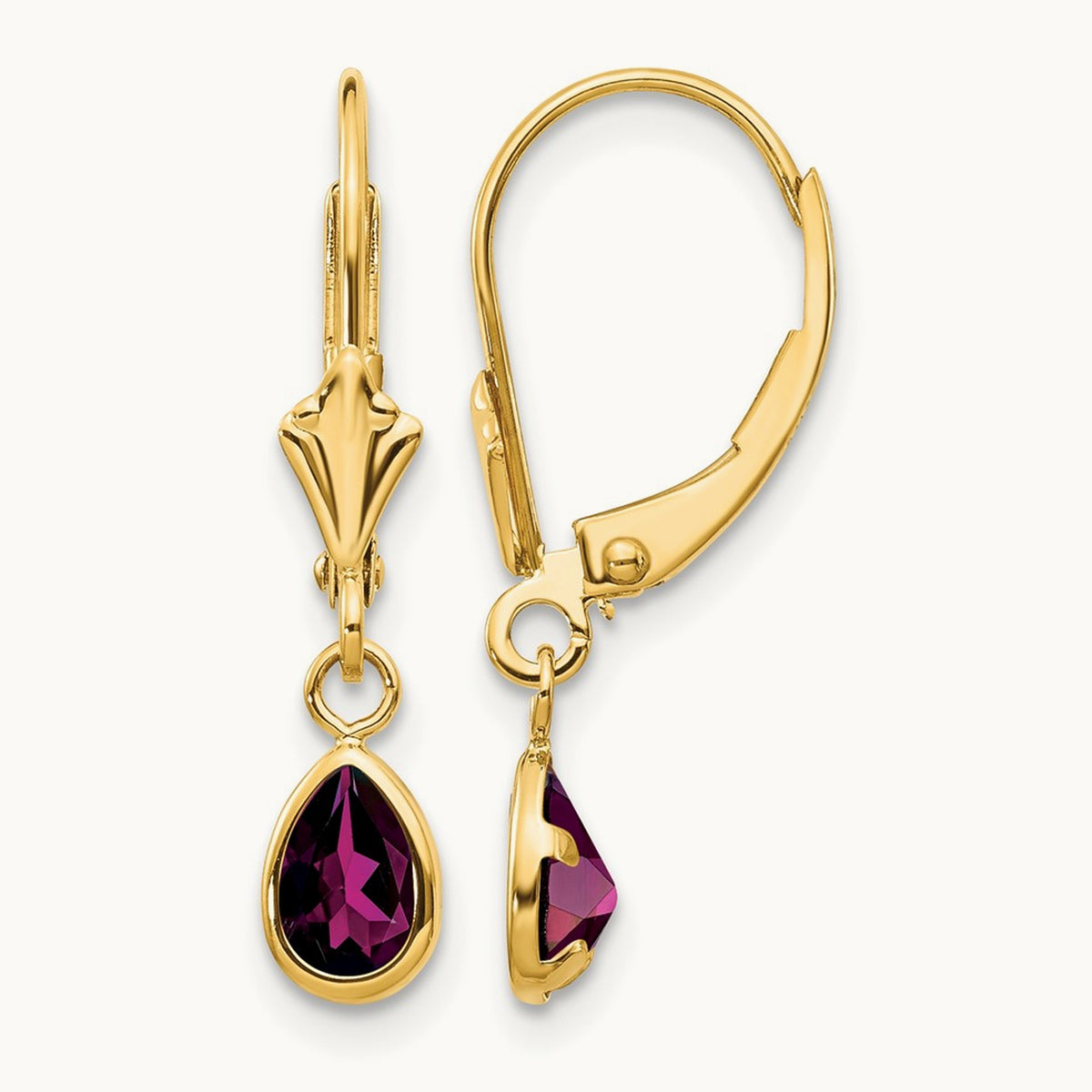 6x4mm Rhodolite Garnet/June Earrings — 14K Yellow Gold