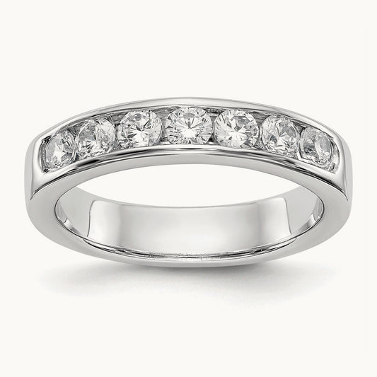 7-Stone Diamond Channel Band, 14K White Gold