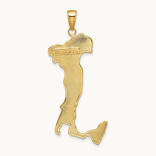Large Map with ITALY Pendant, 14K