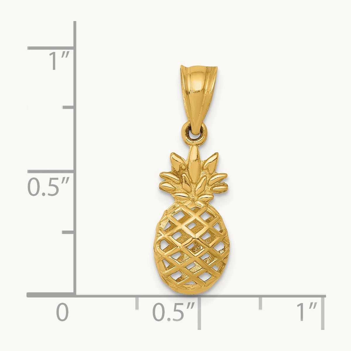 Polished 3D Pineapple Pendant — 14K Yellow Gold