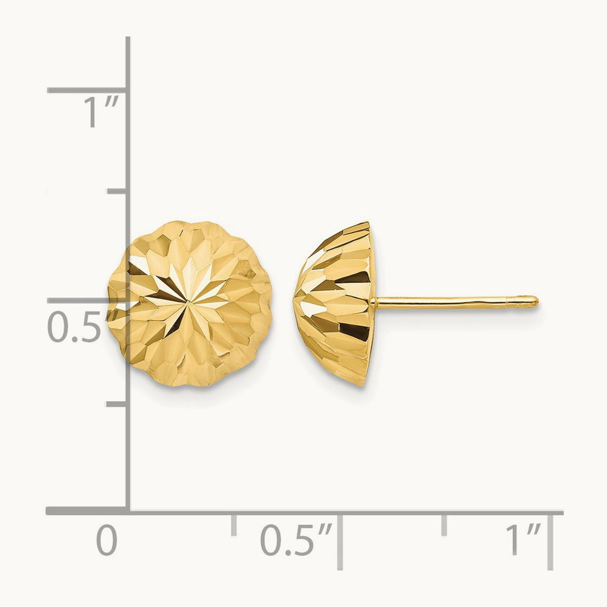 Diamond-cut Domed Post Earrings — 10mm