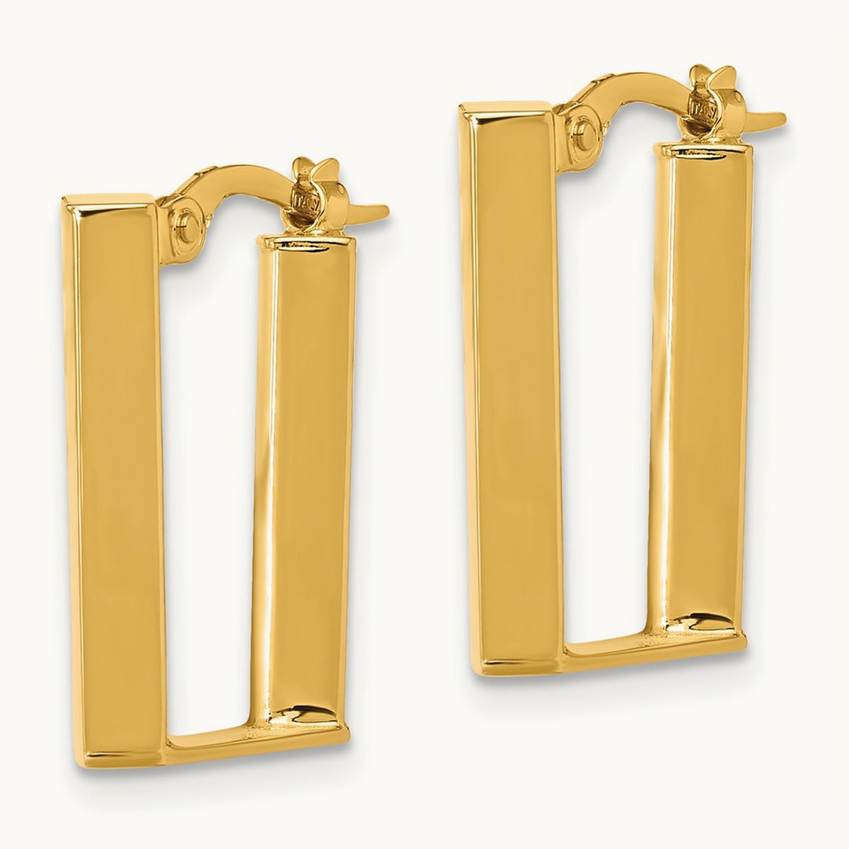 Polished U Shape Hoop Earrings, 14K