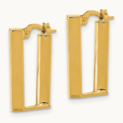 Polished U Shape Hoop Earrings, 14K