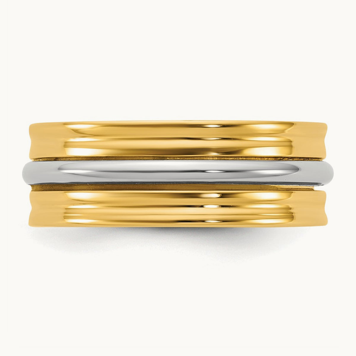 Y/W Single Banded Wedding Band, 7mm, 14K Two-tone