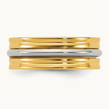 Y/W Single Banded Wedding Band, 7mm, 14K Two-tone
