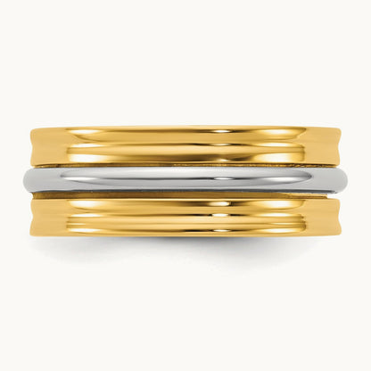 Y/W Single Banded Wedding Band, 7mm, 14K Two-tone