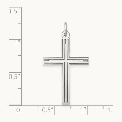 Laser Designed Cross Pendant, 14K White Gold