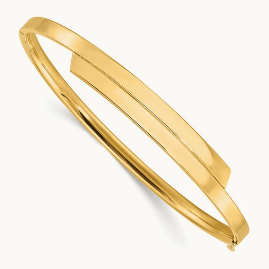 2/16 Polished Overlap Hinged Bangle, 14K Yellow Gold