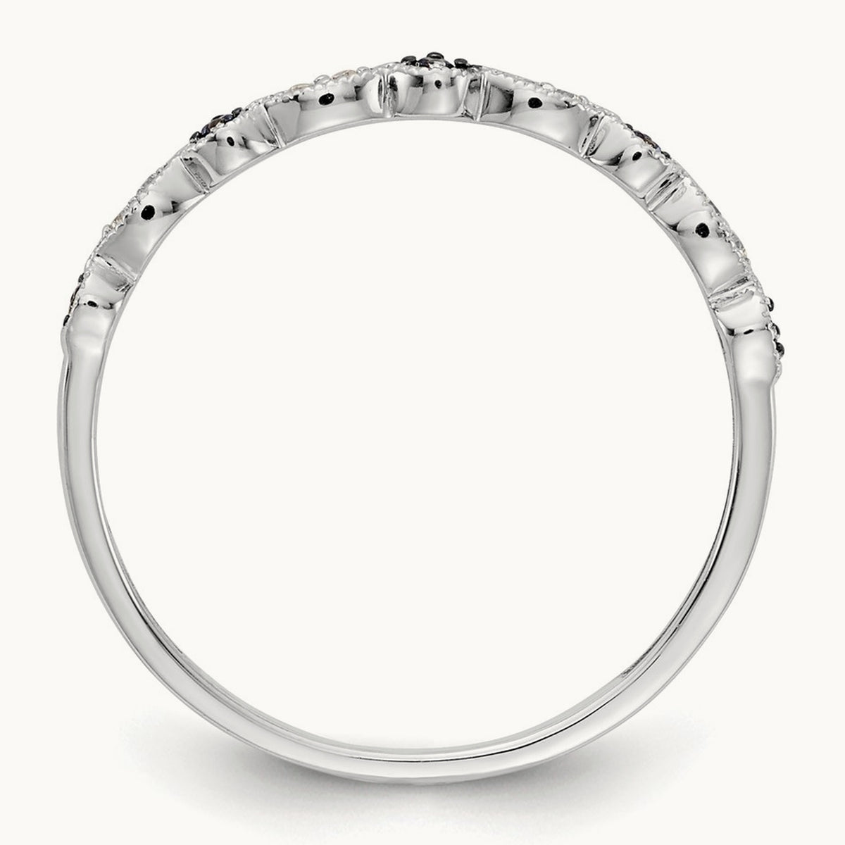 Blue/White Diamond Fancy Band, 14K White Gold