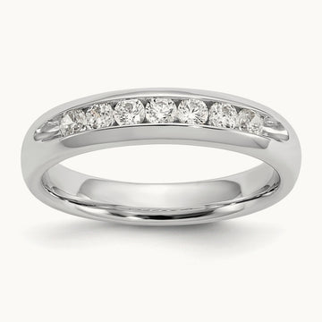 7-Stone Diamond Channel Band, 14K White Gold
