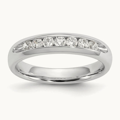 7-Stone Diamond Channel Band, 14K White Gold