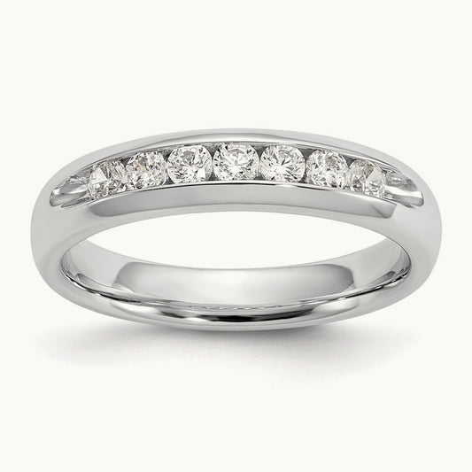 7-Stone Diamond Channel Band, 14K White Gold