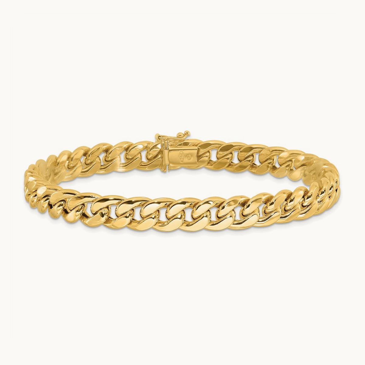 Polished Curb Link Men's Bracelet, 14K