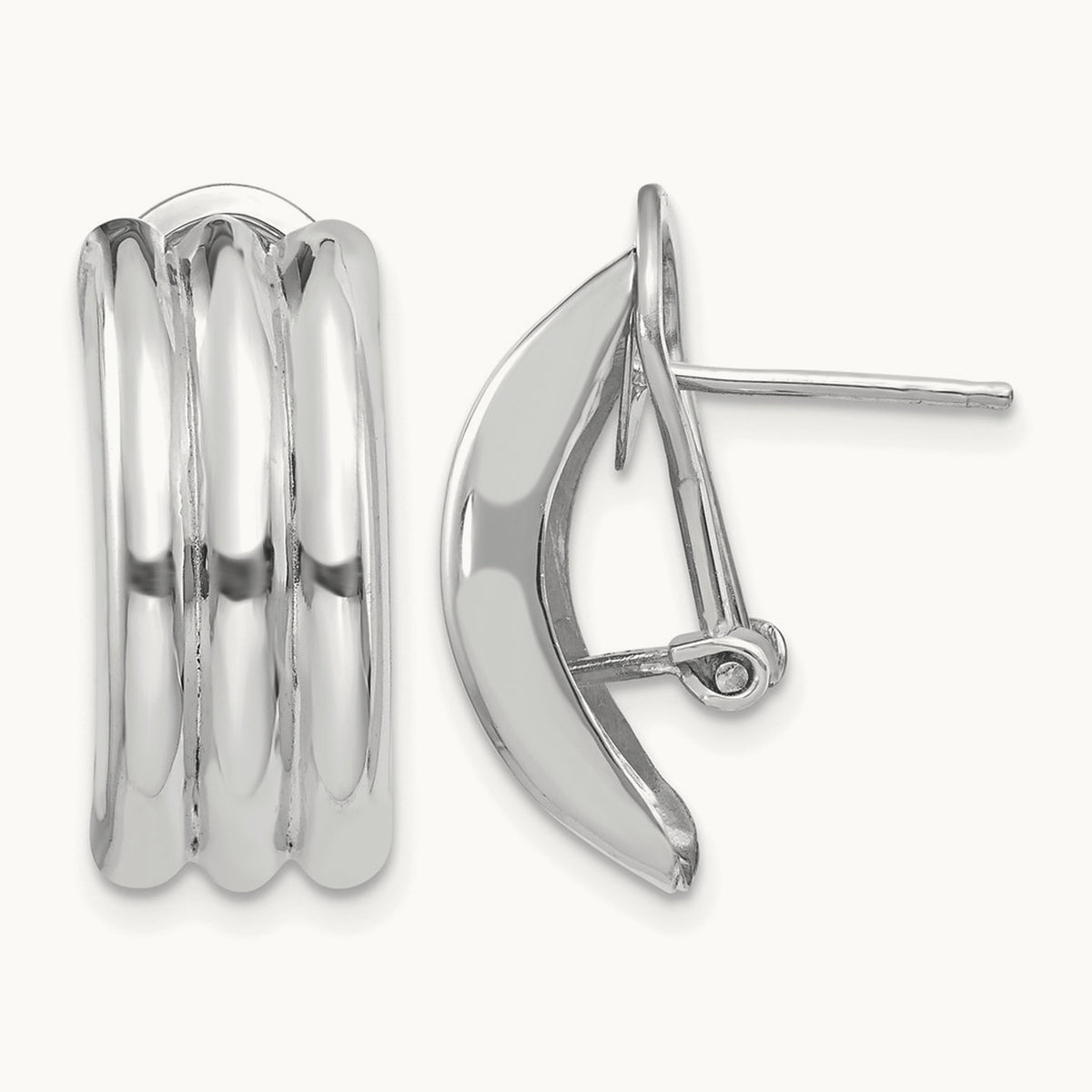 Omega Post Earrings — 14K White Gold