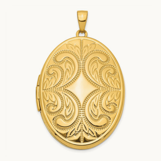 Large Oval Family Locket Pendant, 38mm, 14K