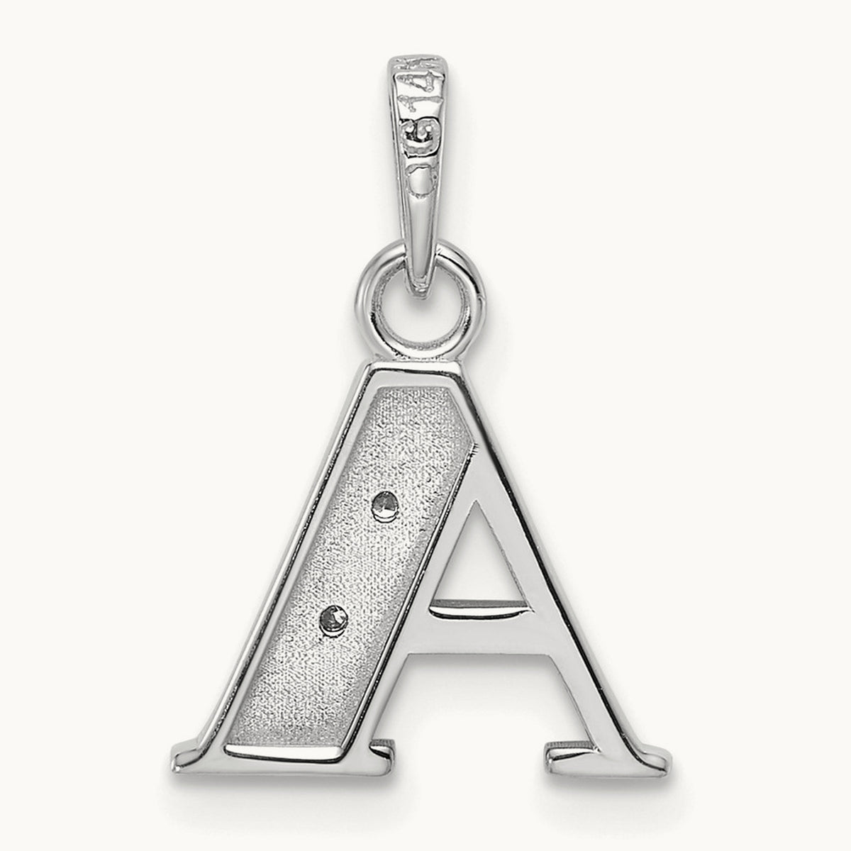 Diamond Letter A Initial Pendant, 14K White Gold
