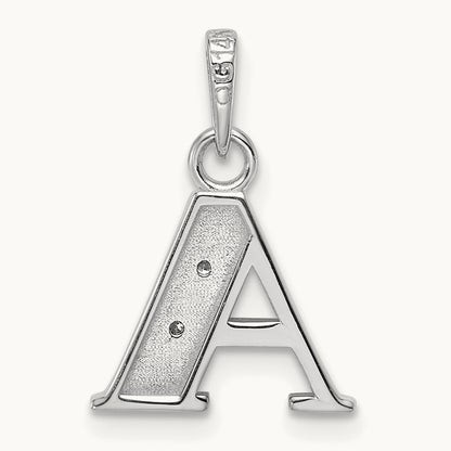 Diamond Letter A Initial Pendant, 14K White Gold