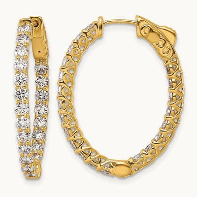 Oval in/Out Safety Clasp Hoop Earrings, 2.75 ct tw Lab-Grown Diamond