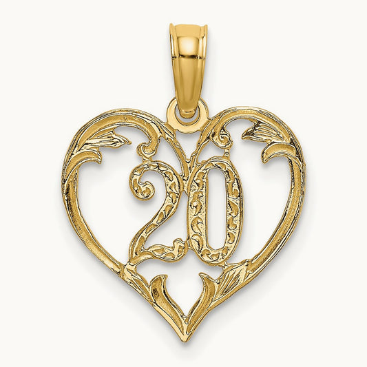 20 In Heart Charm, 14K
