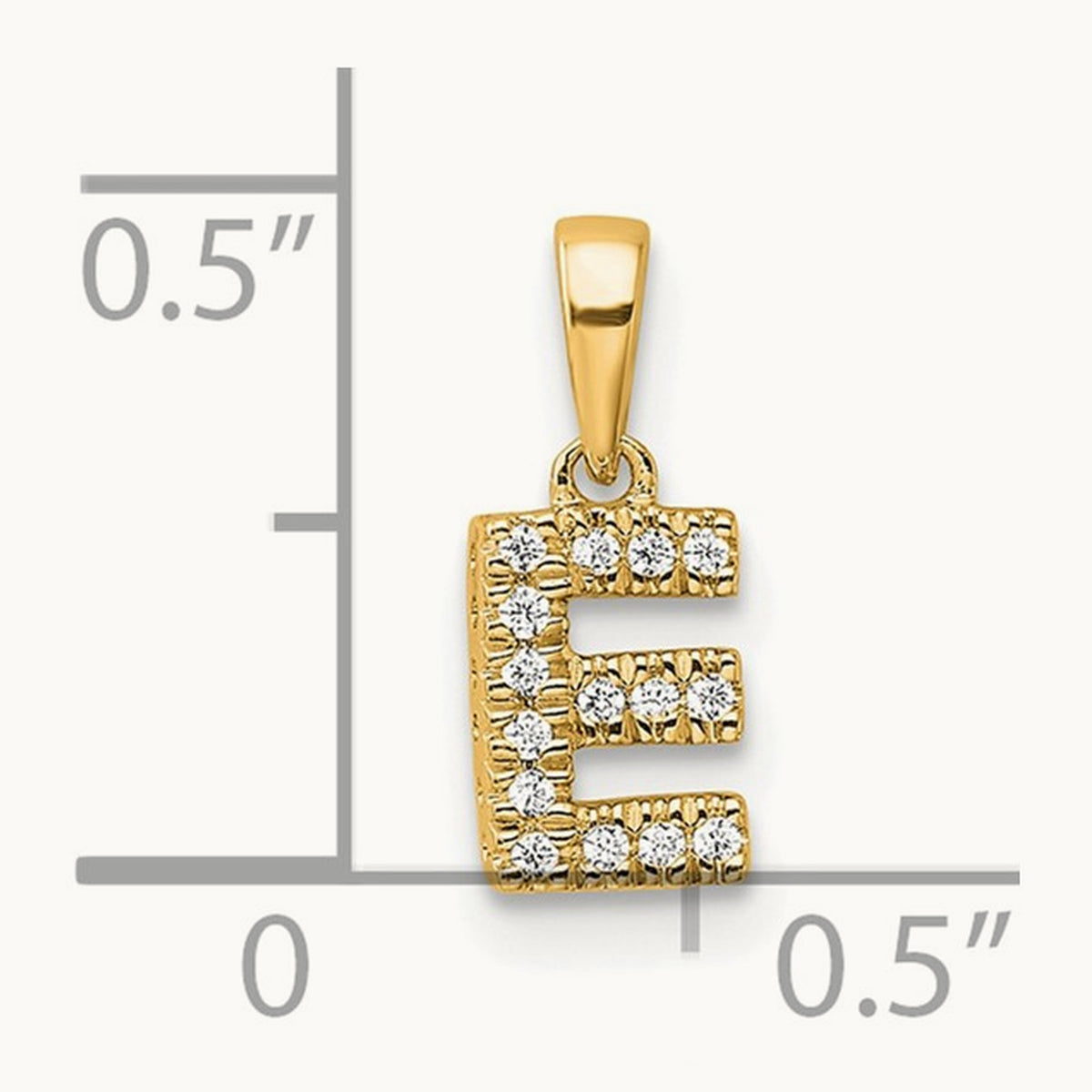 Diamond Initial with Bail Pendant — 14K Yellow Gold, E