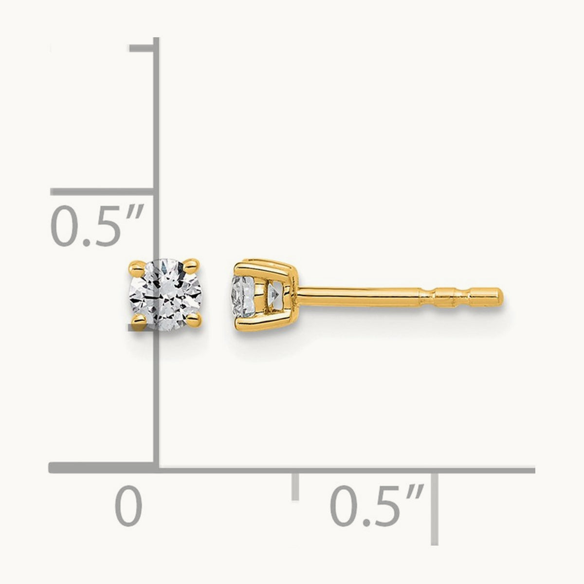 Round Lightweight Earrings, 0.25-6.00 ct tw Lab-Grown Diamond — 1/4 ct, 14K Yellow Gold