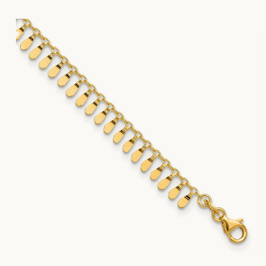 Polished Fancy 9in Plus 1 in ext. Anklet, 14K