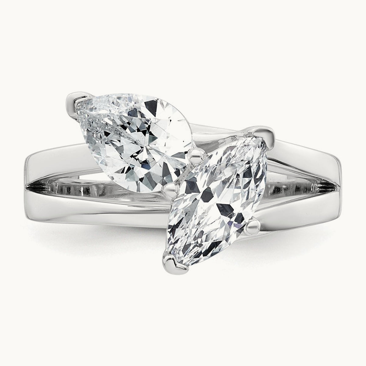 Marquise & Pear 2 Stone Engagement Ring, 2.00 ct tw Lab-Grown Diamond — 14K White Gold
