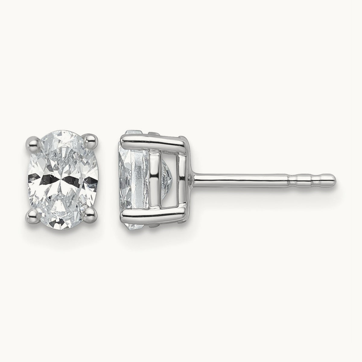 Oval Four-Prong Stud Earrings, 0.50-6.00 ct tw Lab-Grown Diamond — 3 ct, 14K White Gold
