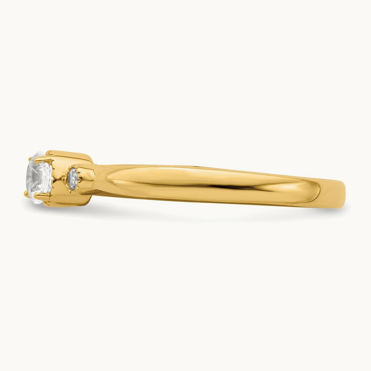 Petite Beaded Edge Round Complete Diamond Ring — 14K Yellow Gold, 0.246 ct, 7