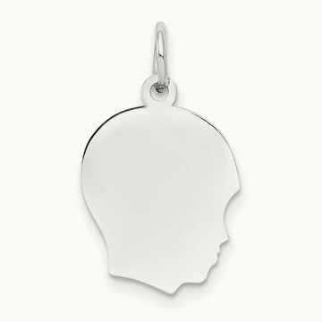 Plain Medium.011 Depth Facing Right Engravable Boy Charm — 22mm