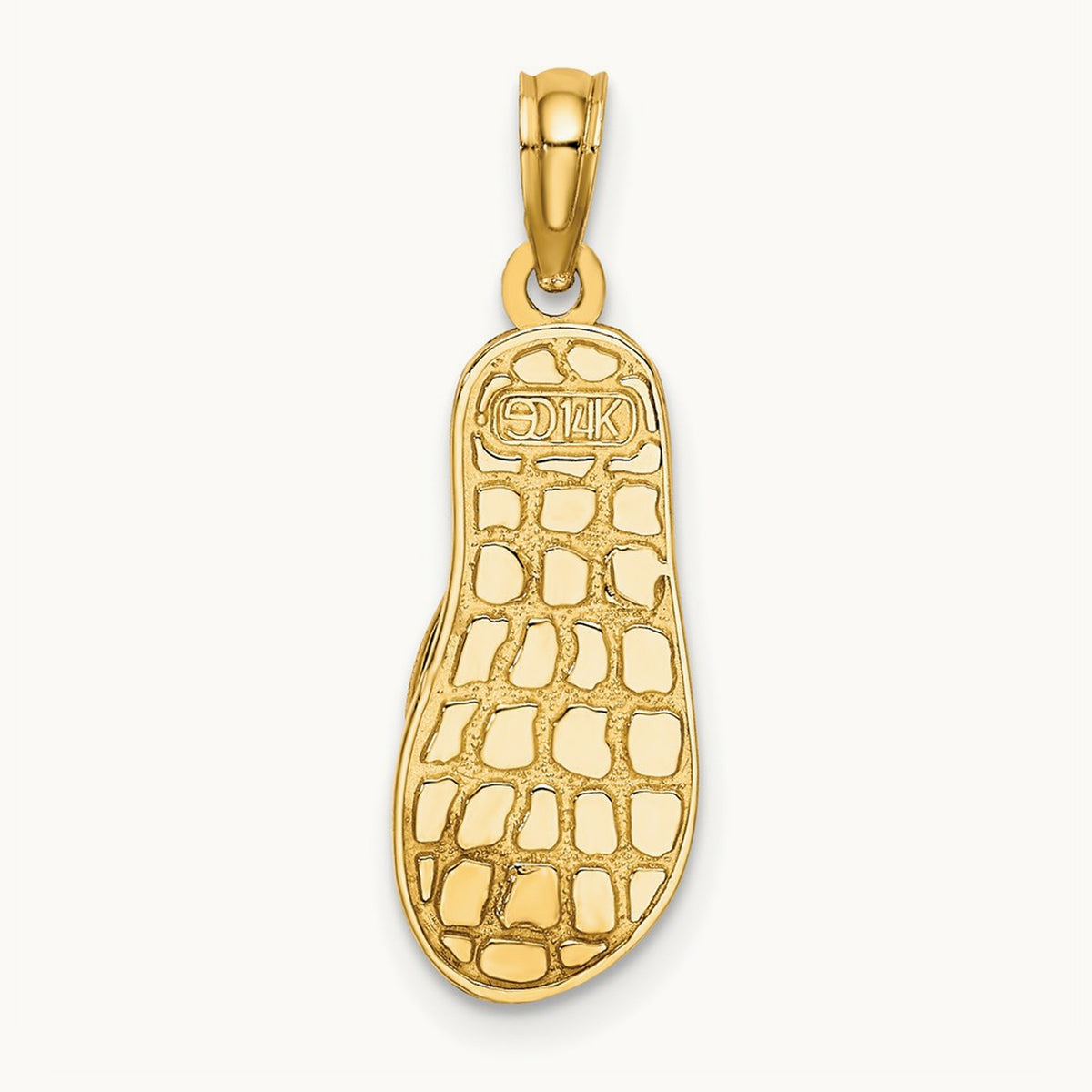 3D Enamel Anchor On Stripe Flip-Flop Charm, 14K