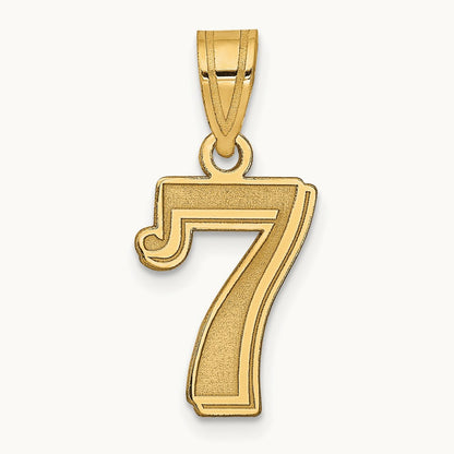 Polished Etched Number 7 Pendant, 14K