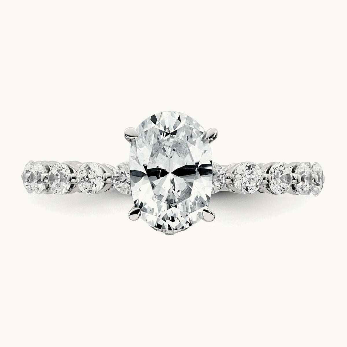 Oval Engagement Ring, 2.50 ct tw Lab-Grown Diamond — 14K White Gold