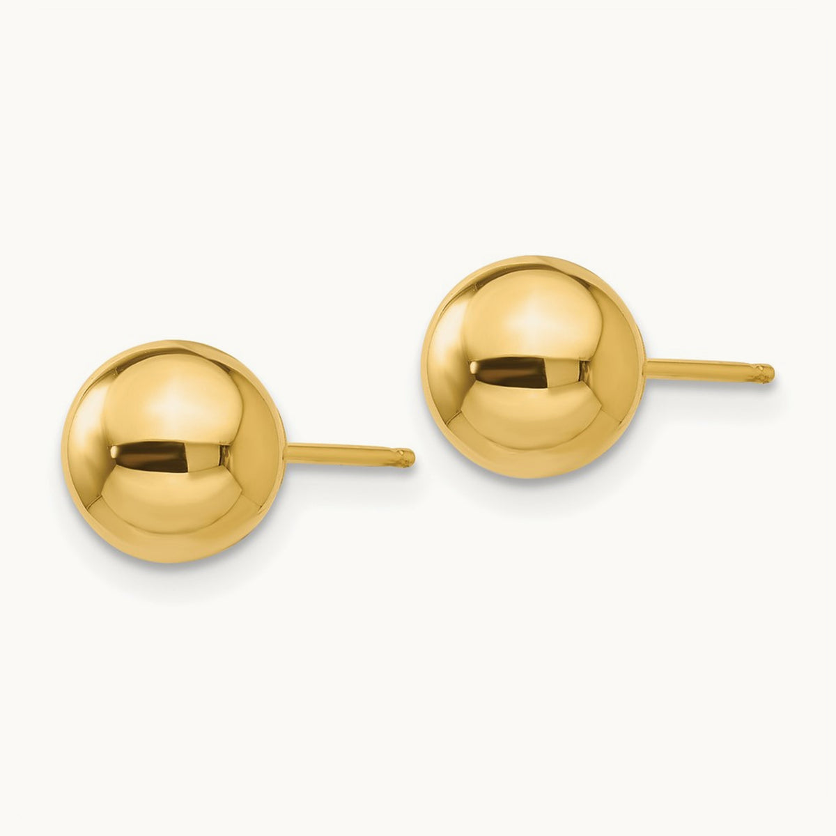 Polished Ball Post Earrings — 14K Yellow Gold, 7mm