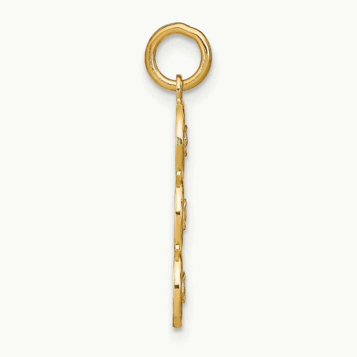w/Rhodium and D/C 3 Circle Charm, 14K