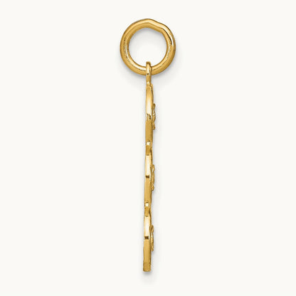 w/Rhodium and D/C 3 Circle Charm, 14K
